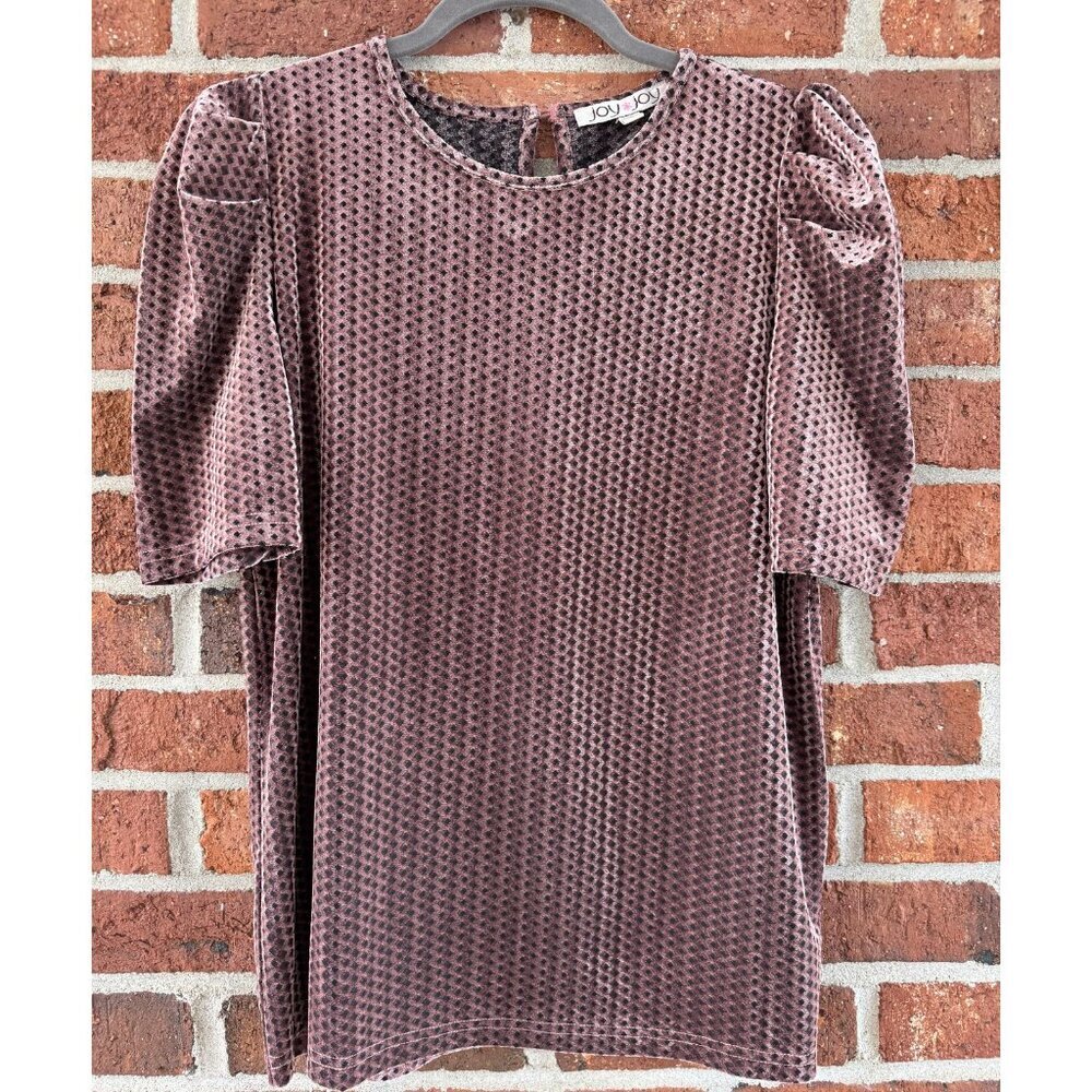 Joy Joy Mauve Velvet Puff Sleeve Top – Size Small